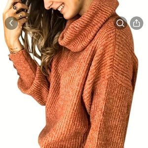 Orange Cowl Neck Sweater